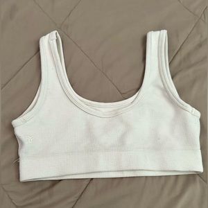 Aritzia TNA WAFFLE KNIT SPORTS BRA in cream